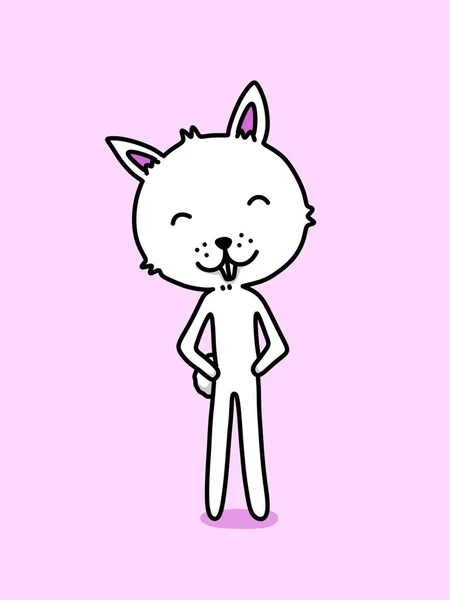Carino Cartone Animato Coniglio Sfondo Rosa — Foto Stock