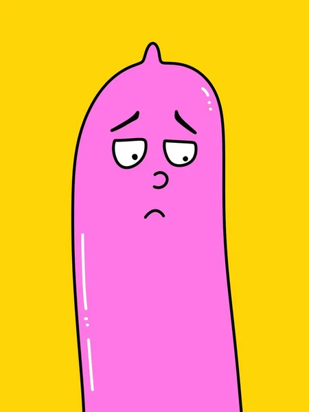 Cute Condom Cartoon Yellow Background — Φωτογραφία Αρχείου