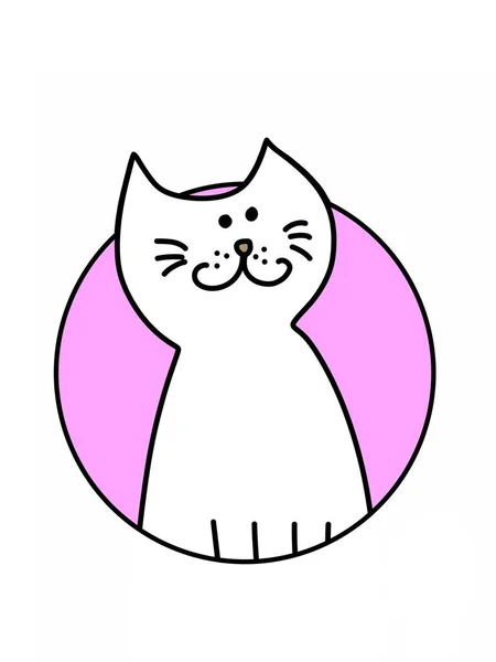 Симпатичный Мультфильм Кошке Белом Фоне — стоковое фото
