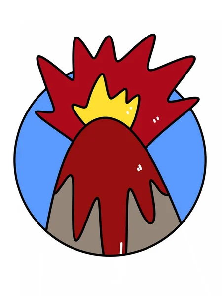 Kunst Kleur Van Vulkaan Uitbarsting Cartoon — Stockfoto