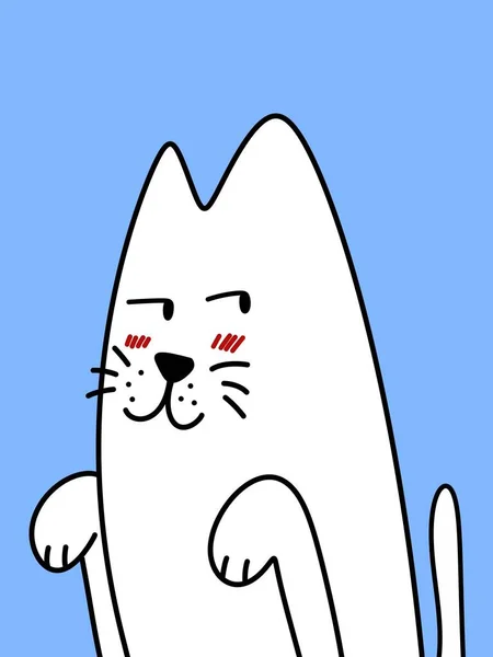 Lindo Gato Dibujos Animados Sobre Fondo Azul —  Fotos de Stock