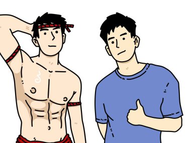 Beyaz arka planda yakışıklı erkekler çizgi filmi