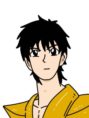 Beyaz arka planda sevimli bir adam çizgi filmi