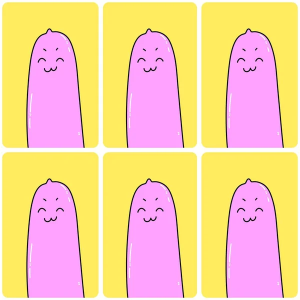 Cute Condom Cartoon Yellow Background — Photo