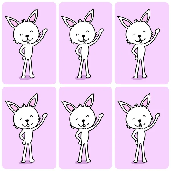 Set Simpatico Coniglio Cartone Animato — Foto Stock