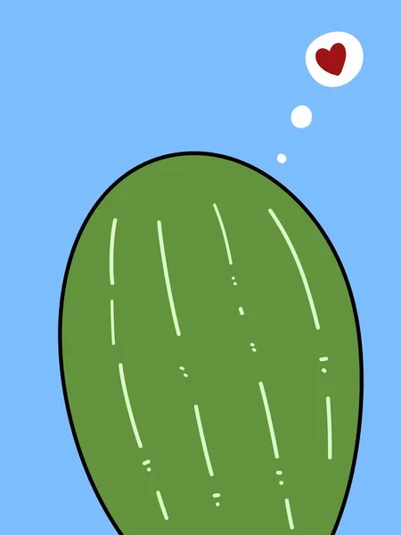 Cute Cactus Cartoon Blue Background — Fotografie, imagine de stoc