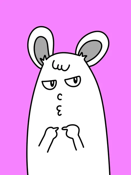 紫色背景的可爱兔子卡通片 — 图库照片