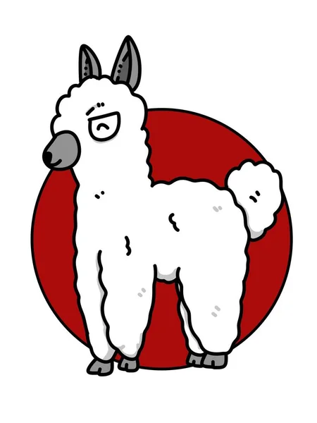 Schattig Alpaca Cartoon Witte Achtergrond — Stockfoto