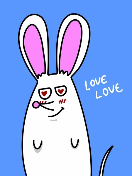 Lindo Conejo Dibujos Animados Sobre Fondo Azul —  Fotos de Stock
