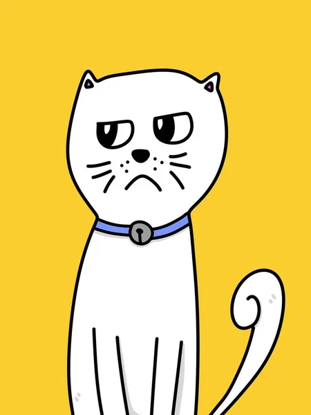 黄色背景的可爱猫卡通片 — 图库照片