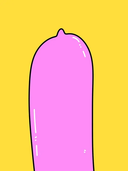 Ροζ Εικονίδιο Προφυλακτικού Απομονωμένο Κίτρινο Φόντο — Φωτογραφία Αρχείου