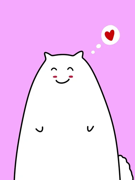 Cute Cat Heart Pink Background — ストック写真