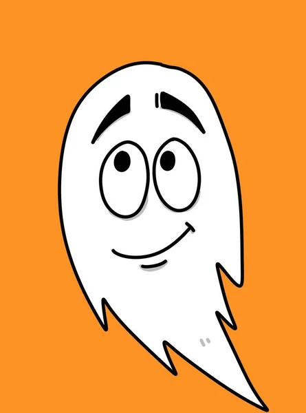 オレンジを背景にしたかわいい幽霊漫画 — ストック写真