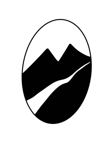 Dağ Simgesi Resimlerinde Siyah Beyaz — Stok fotoğraf