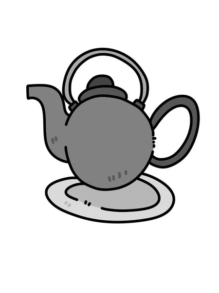 Teapot Cartoon White Background — Stockfoto