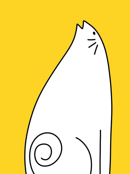 Roztomilý Kočka Karikatura Žlutém Pozadí — Stock fotografie