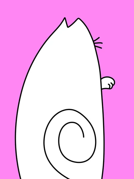粉色背景的可爱猫卡通片 — 图库照片