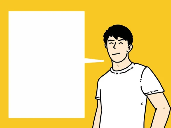 Homem Bonito Desenhos Animados Fundo Amarelo — Fotografia de Stock