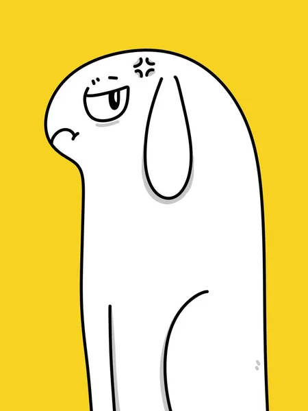 Ładny Pies Kreskówka Żółtym Tle — Zdjęcie stockowe
