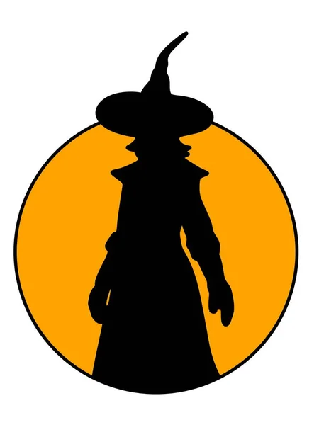 Силуэт Ведьмы Хэллоуина Белом Фоне — стоковое фото