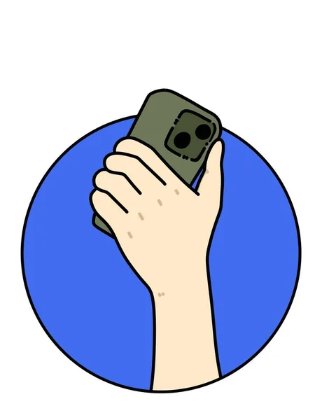 Hand Som Håller Smartphone Vit Bakgrund — Stockfoto