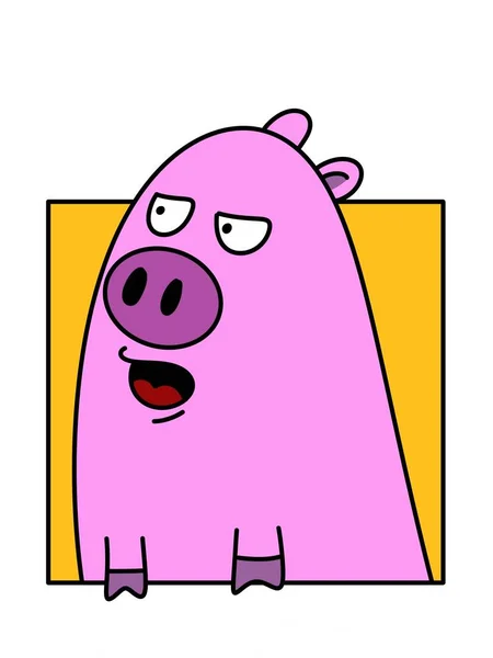 Nettes Schwein Karikatur Auf Weißem Hintergrund — Stockfoto