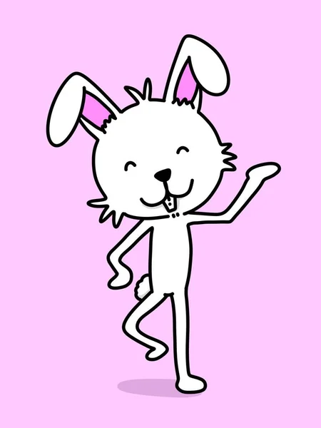 かわいいウサギの漫画ピンクの背景 — ストック写真