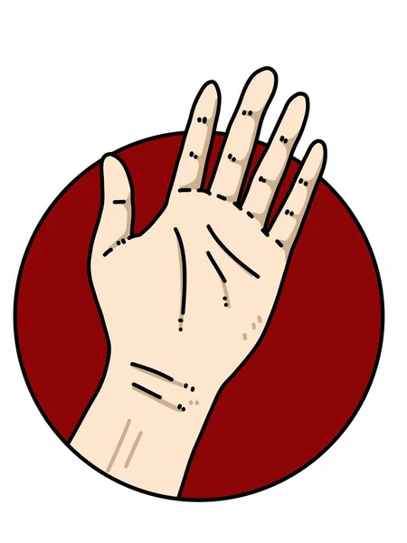 Рука Червоним Значком Серця Білому Тлі Стиль Лінії Ілюстрація — стокове фото