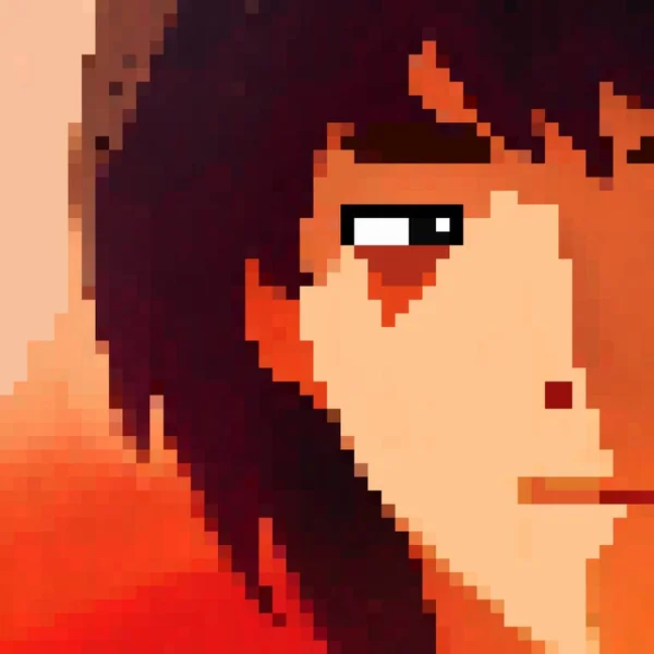 Pixel Art Face Man Cartoon — Stock Photo, Image