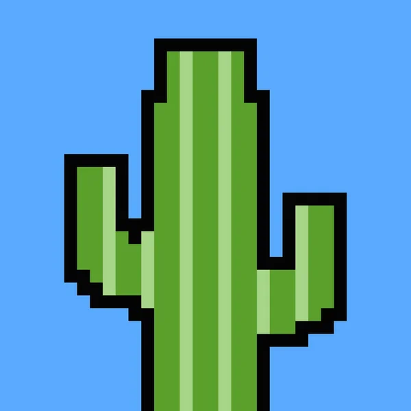 Pixel Kunst Van Schattige Cactus Cartoon — Stockfoto