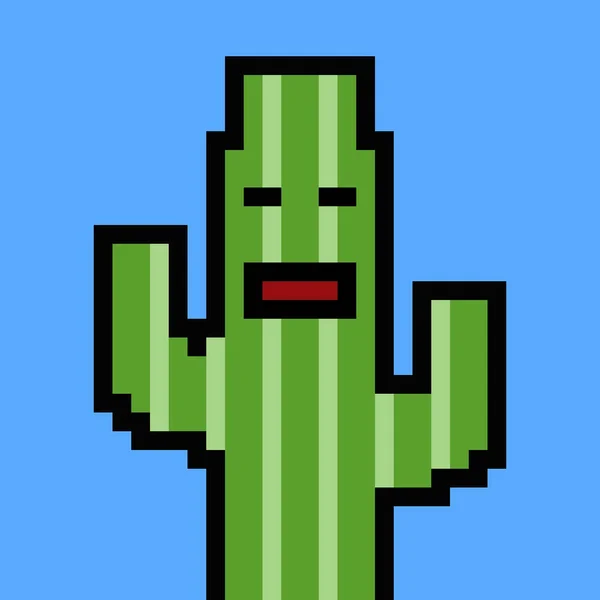 Pixel Művészet Aranyos Kaktusz Rajzfilm — Stock Fotó