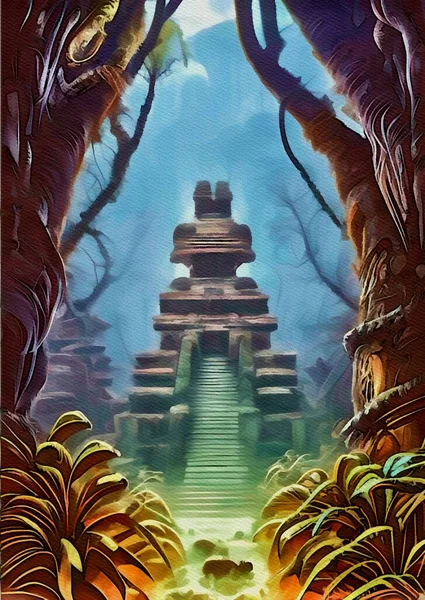 Art Color Temple Forest — 스톡 사진