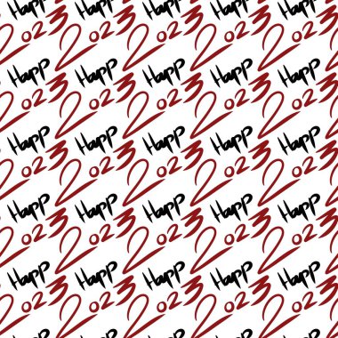 seamless pattern of text happy 2023