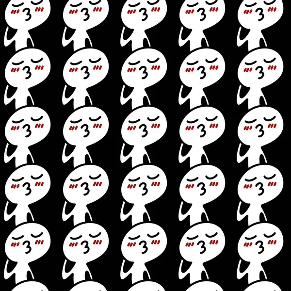 seamless pattern with cute cartoon faces
