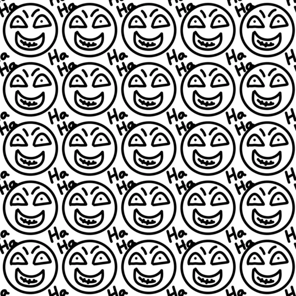 Seamless Pattern Black White Faces Cartoon — Stok fotoğraf