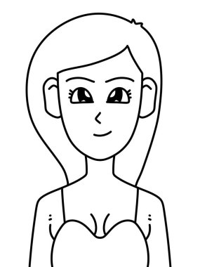 Siyah-beyaz, boyama için tatlı kadın çizgi filmi.