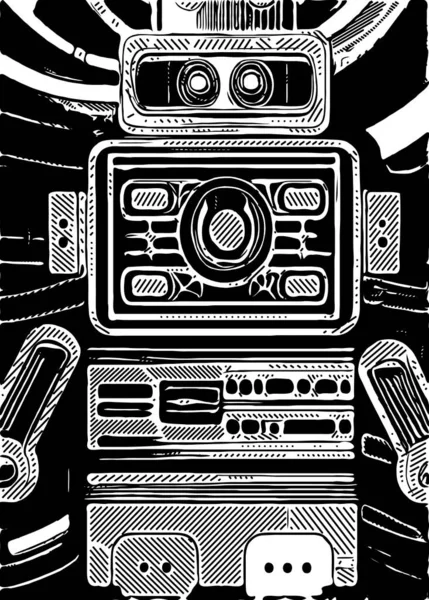 黒と白のロボット漫画です — ストック写真