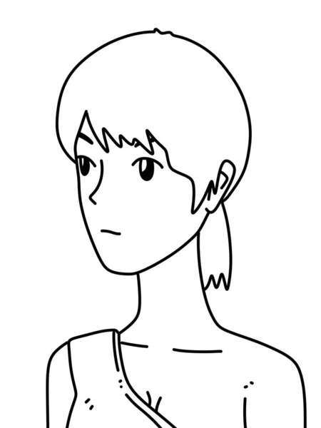 black and white of cute woman cartoon for coloring