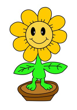 cute sunflower cartoon on white background