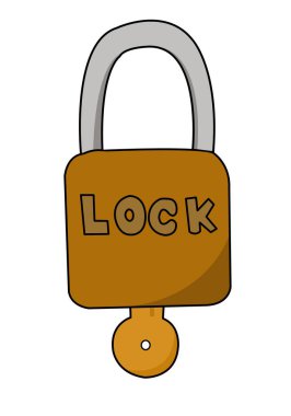 padlock icon cartoon on white background