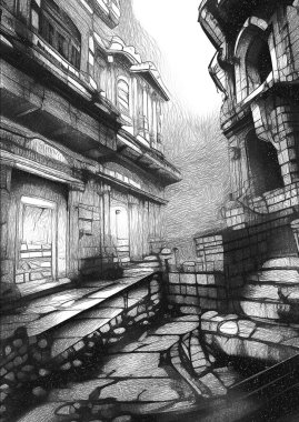 Şehirde terk edilmiş eski bir ev.