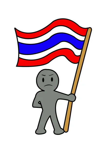 Мультфильм Человеке Флаге Таиланда — стоковое фото