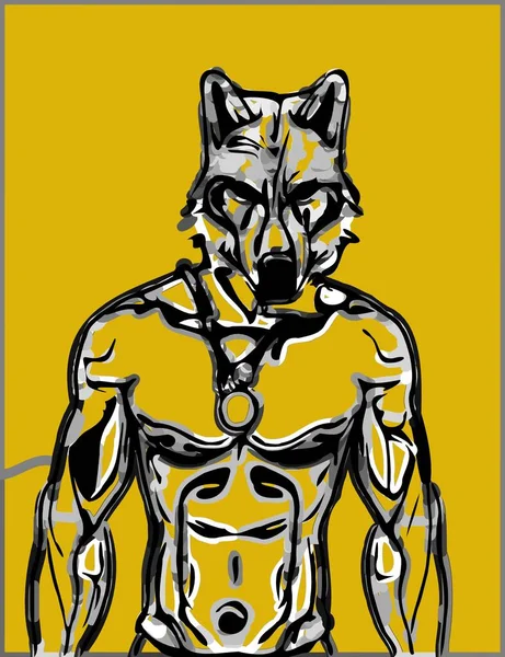 Art Color Wolf Man Cartoon — Stock Photo, Image
