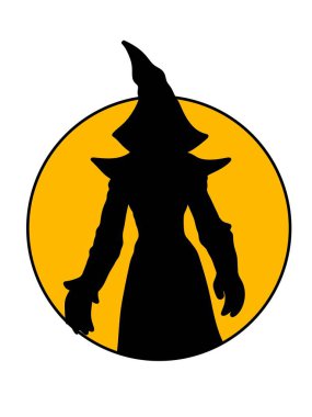 Beyaz arkaplanda cadılar bayramı silueti