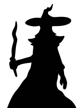 silhouette of a witch with a sword