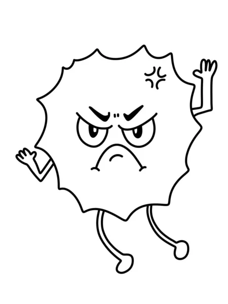 Black White Cute Virus Cartoon Coloring — Stock Photo, Image