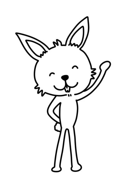 Black White Cute Rabbit Cartoon — Stock Photo, Image