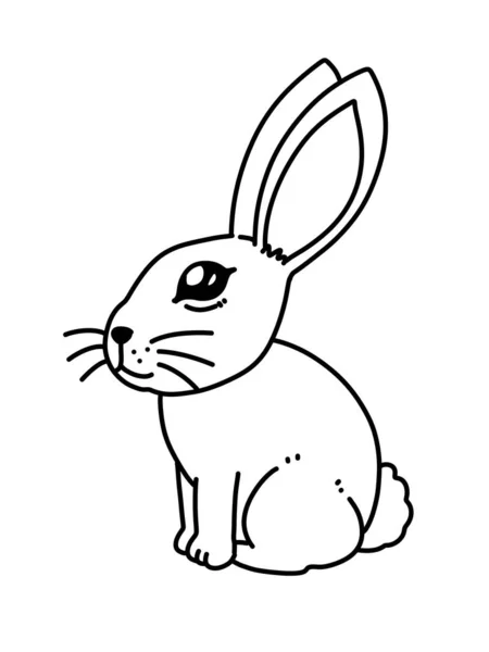 Black White Cute Rabbit Ears Bunny Coloring — Stok fotoğraf
