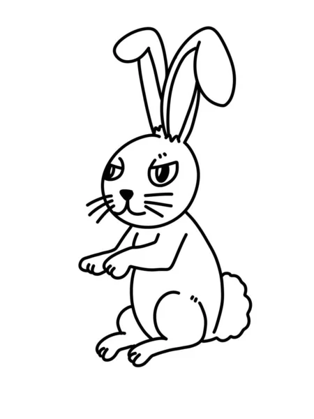 Черно Белый Милый Кролик Ушами Кролика Раскраски — стоковое фото