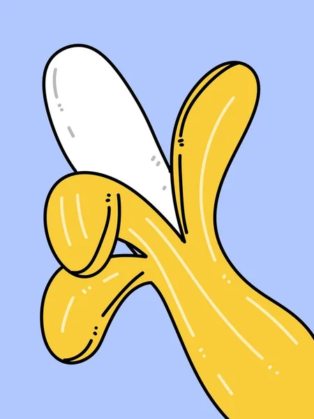 Банан Жовтим Синьому Фоні — стокове фото